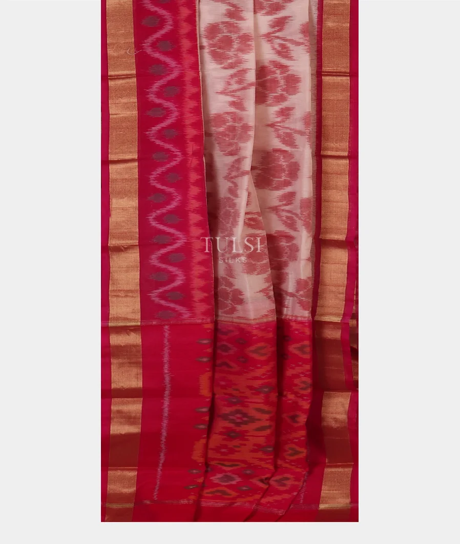 White Pochampalli Silk Cotton Saree T5555272