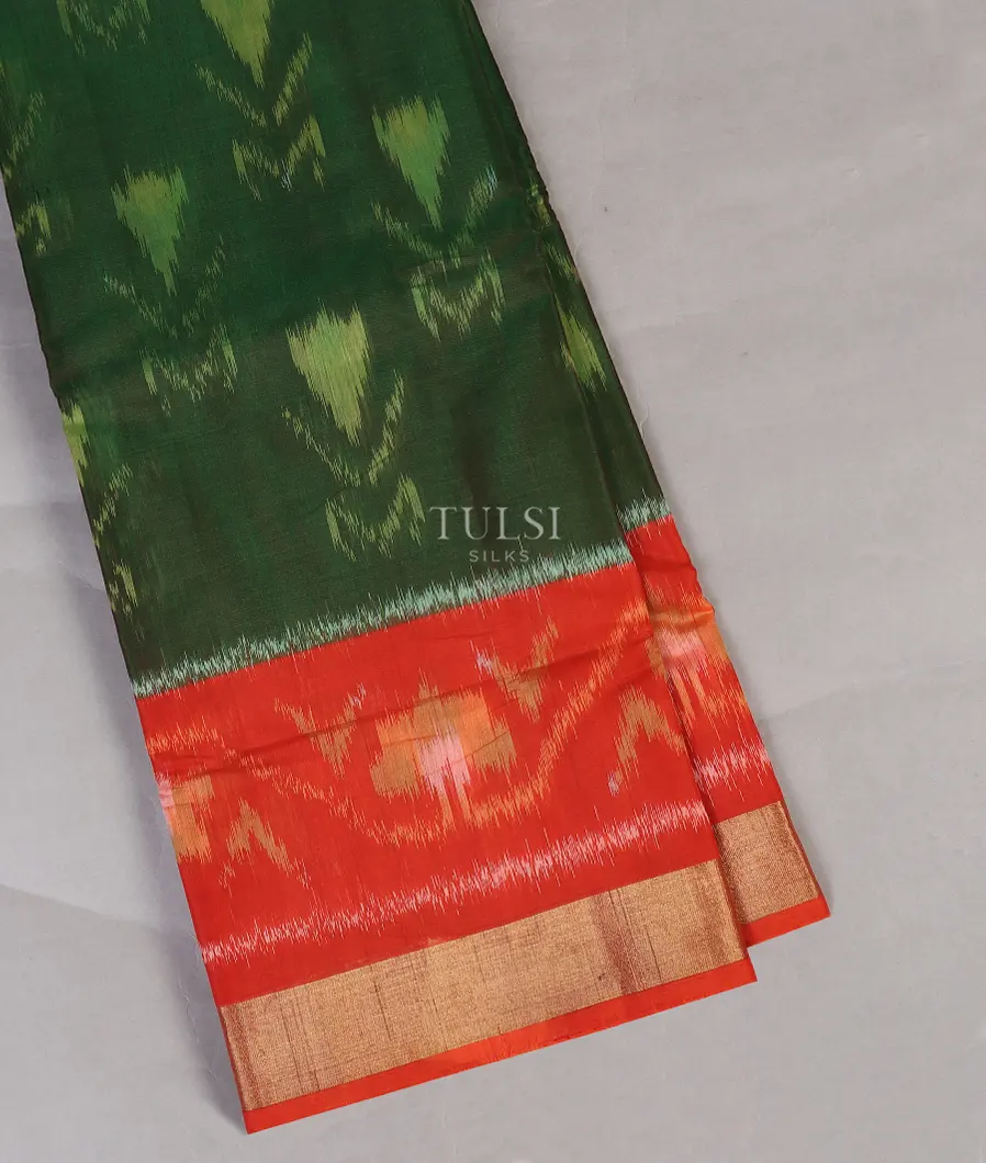 Green Pochampalli Silk Cotton Saree T555542-image