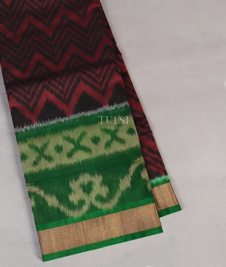 Black Pochampalli Silk Cotton Saree T555574-image