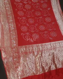 Red Bandhani Silk Saree T5600282