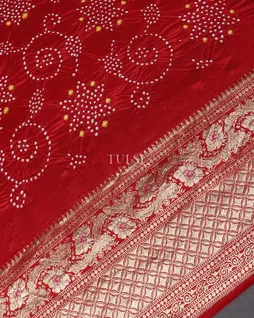 Red Bandhani Silk Saree T5600284