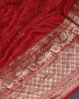 Red Bandhani Silk Saree T5600285