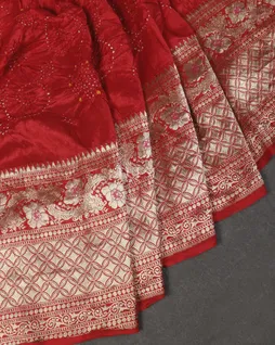 Red Bandhani Silk Saree T5600286