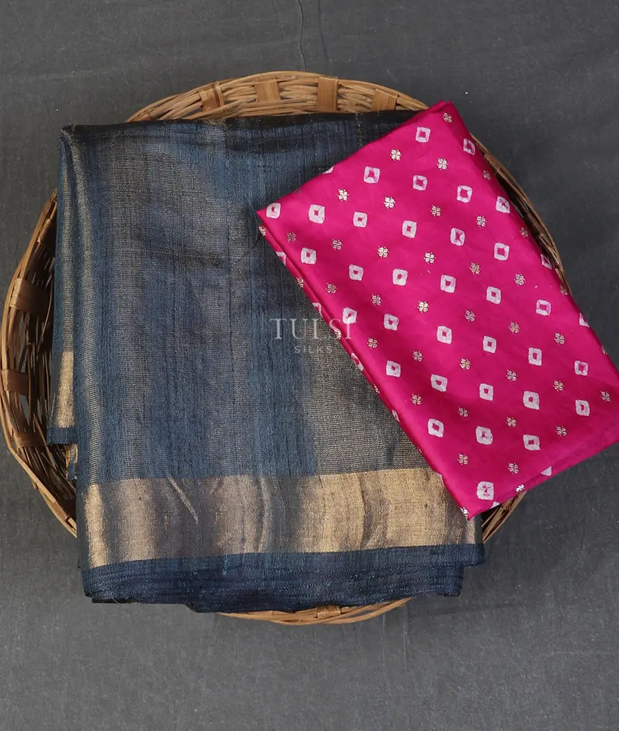 Blue Woven Tussar Saree T558179-image