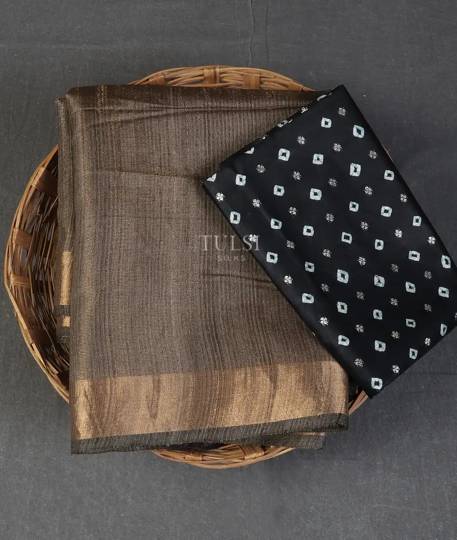 Grey Woven Tussar Saree T558172-image