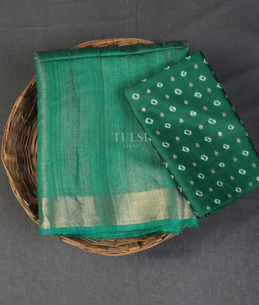 Green Woven Tussar Saree T558175-image