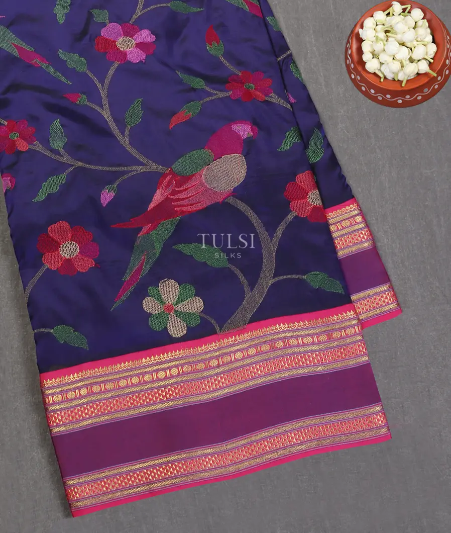Blue Soft Silk Embroidery Saree T548991-image