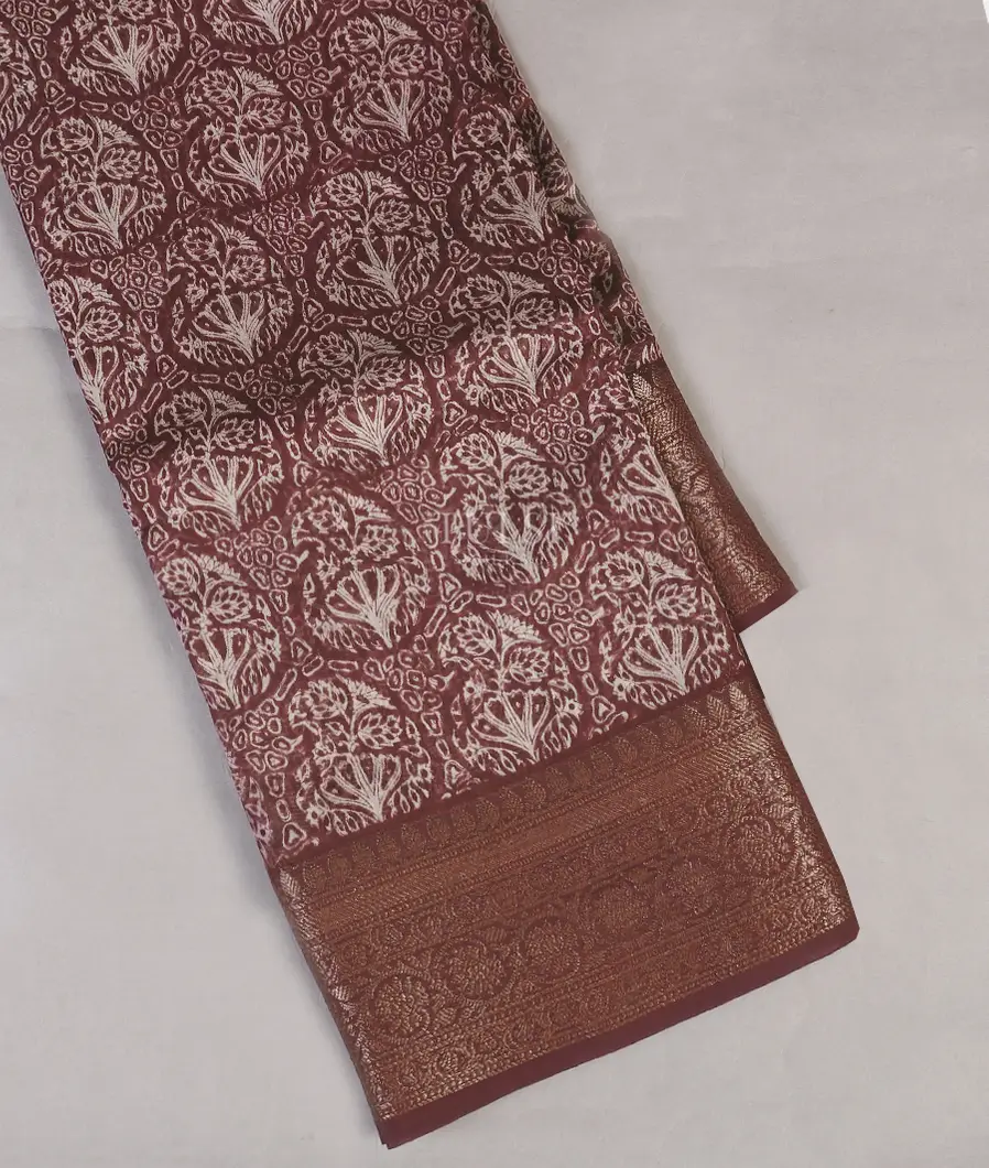 Brown Soft Printed Cotton Saree T554575-image
