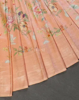 Peach Printed Kanjivaram Silk Saree T5463322