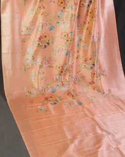 Peach Printed Kanjivaram Silk Saree T5463324