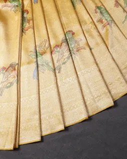 Yellow Printed Kanjivaram Silk Saree T5600002