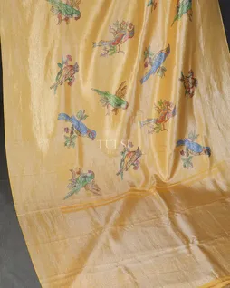 Yellow Printed Kanjivaram Silk Saree T5600004