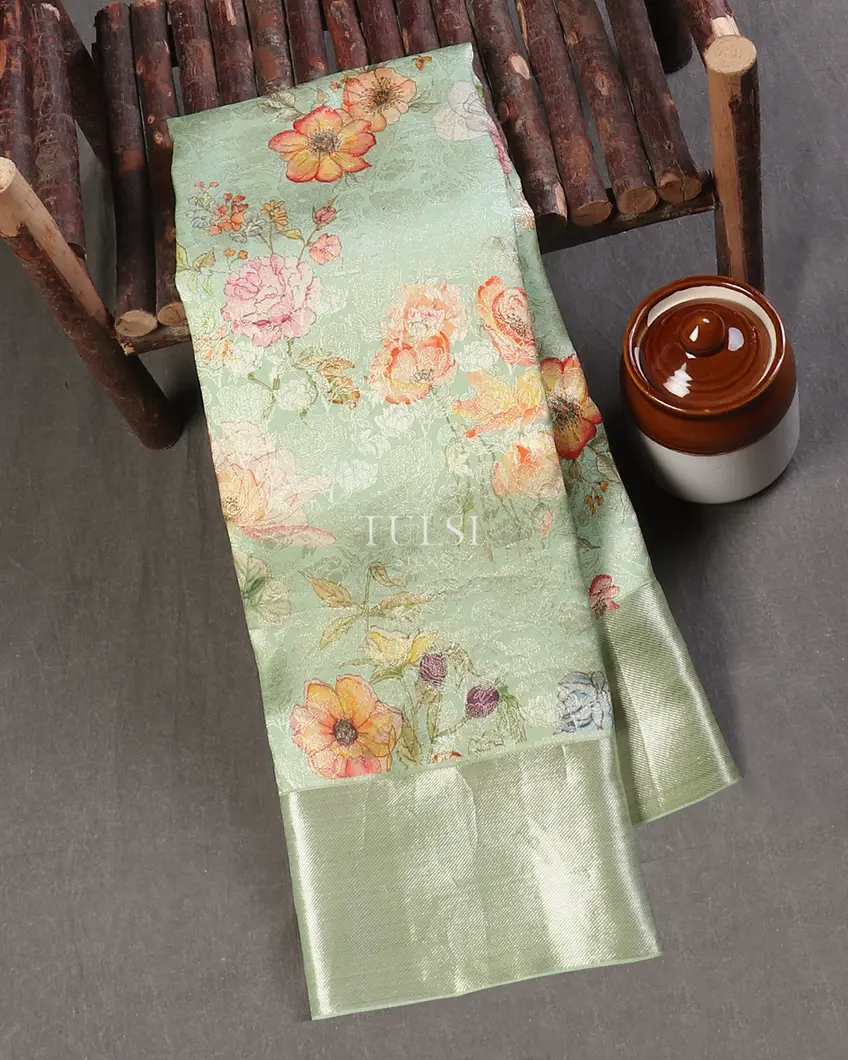 Green Printed Kanjivaram Silk Saree T560003-image
