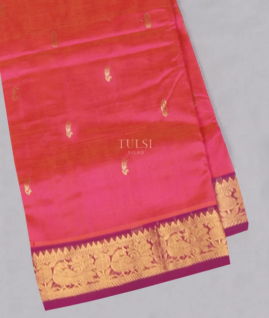Pinkish Red Silk Cotton Saree T535526-image