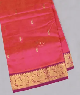 Pinkish Red Silk Cotton Saree T5355261