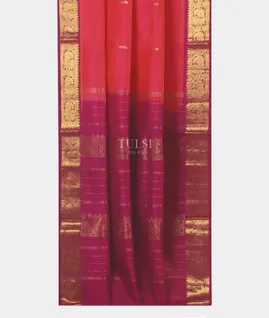 Pinkish Red Silk Cotton Saree T5355262