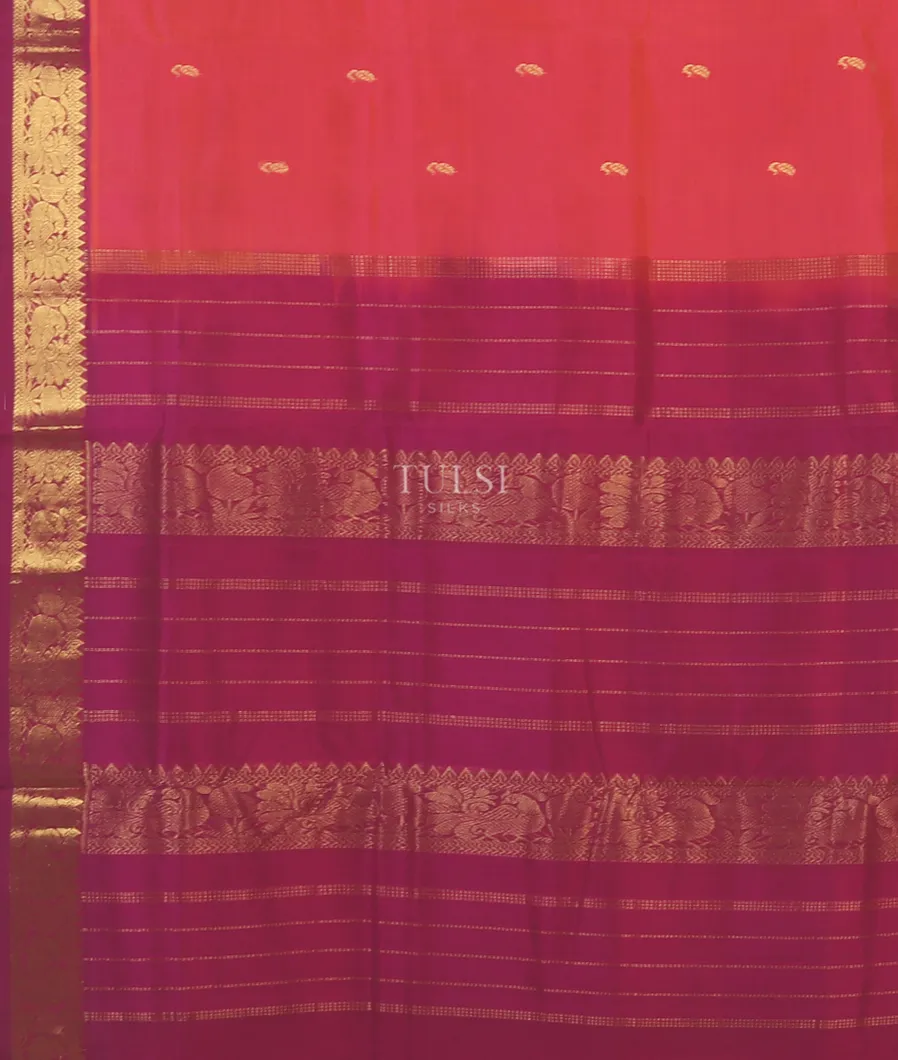 Pinkish Red Silk Cotton Saree T5355264
