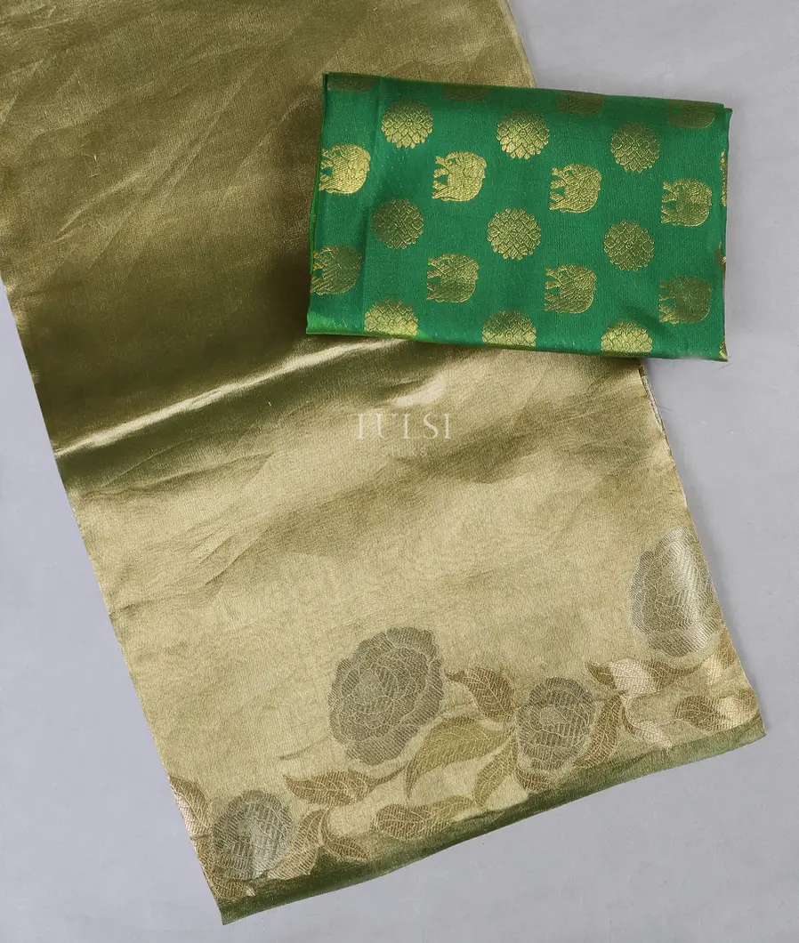 Green Woven Tissue Organza Saree T553012-image