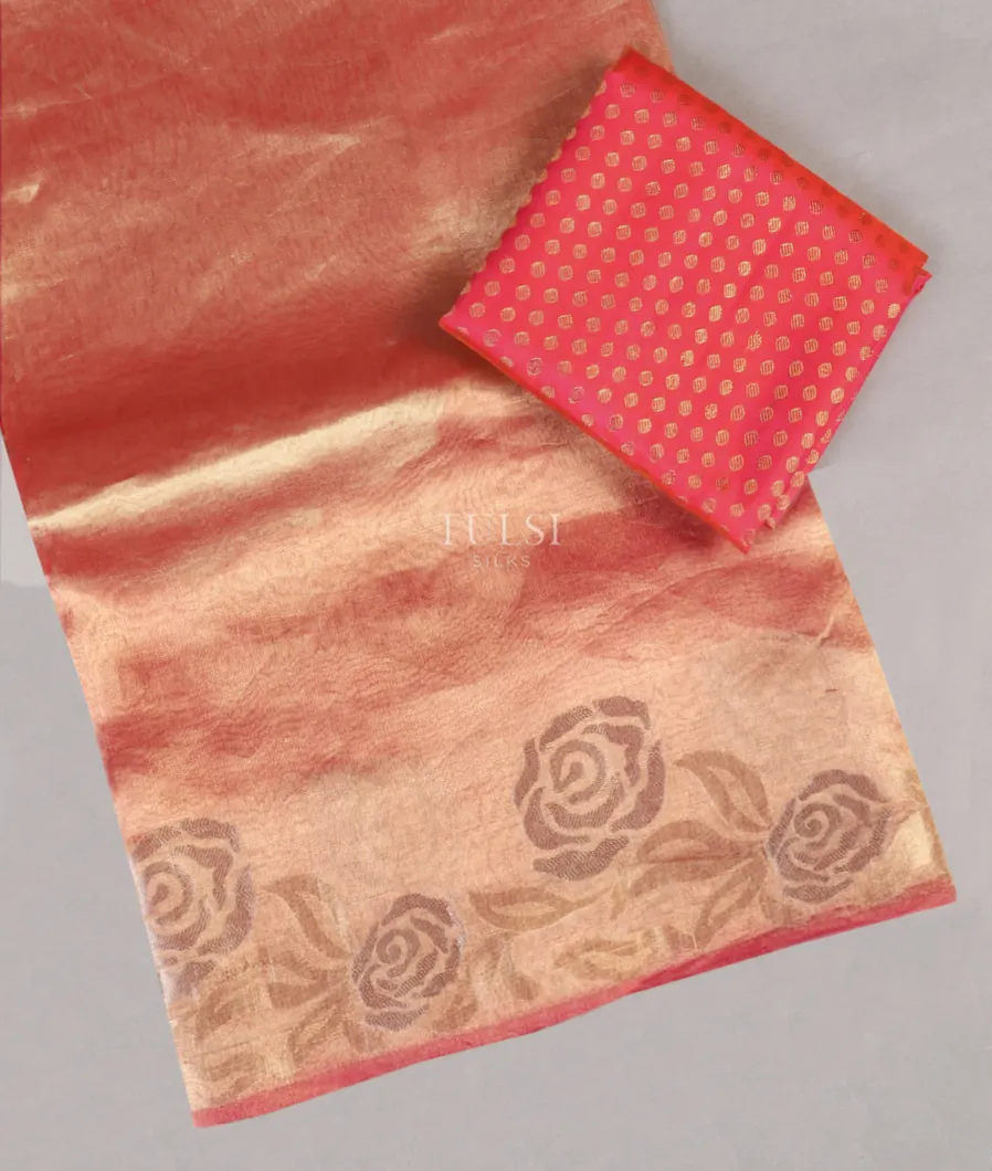 Pink Woven Tissue Organza Saree T553010-image