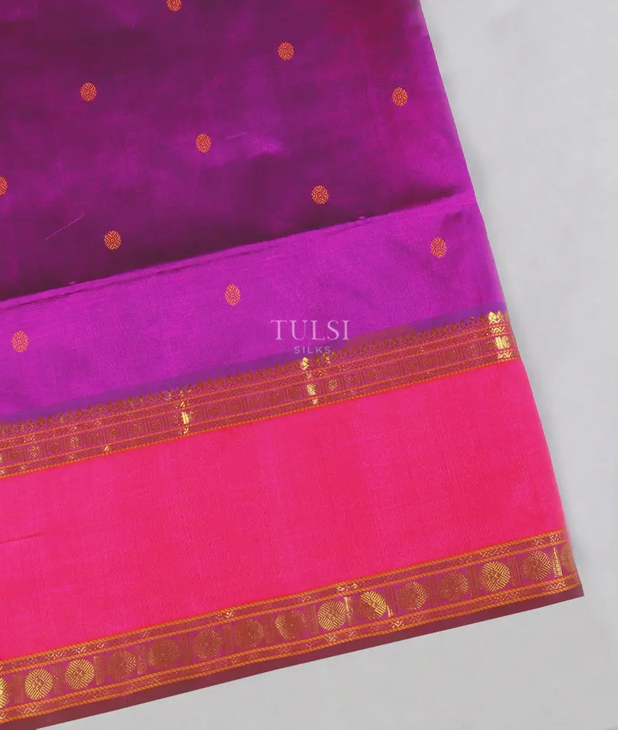 Mehendi Green and Deep Pink color uppada pattu handloom saree with all over  topi buties design -