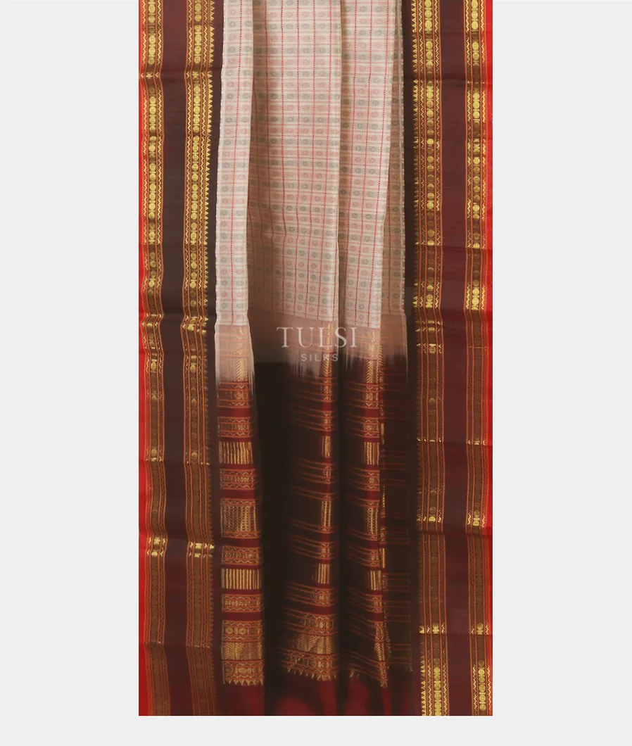 Off - White Silk Cotton Saree T5604602