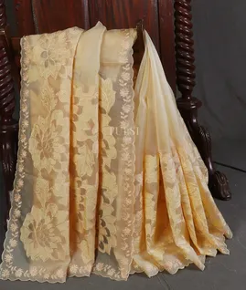 Yellow Kora Organza Embroidery Saree T5613101