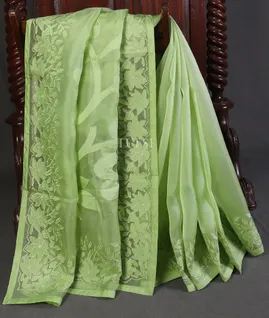 Green Kora Organza Embroidery Saree T5613061