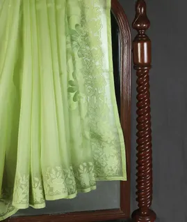 Green Kora Organza Embroidery Saree T5613062