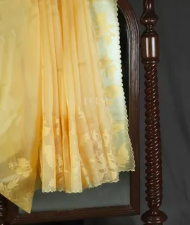 Yellow Kora Organza Embroidery Saree T5613042