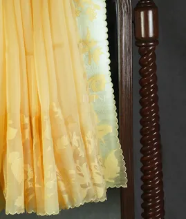 Yellow Kora Organza Embroidery Saree T5613044