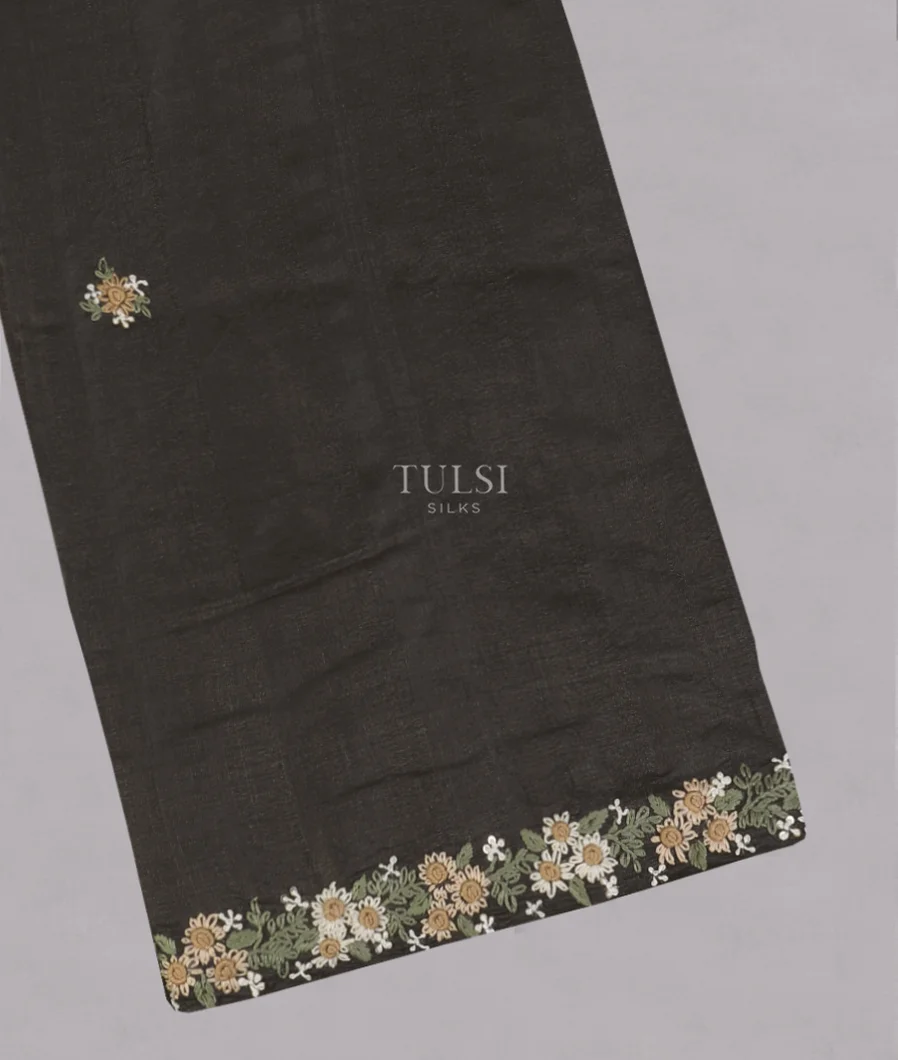 Black Tussar Embroidery Saree T543155-image