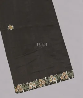 Black Tussar Embroidery Saree T5431551