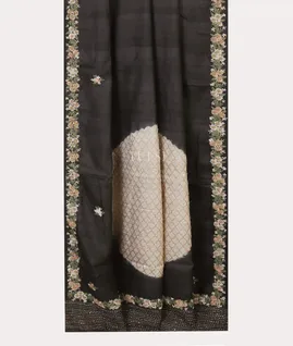 Black Tussar Embroidery Saree T5431552