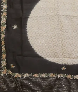 Black Tussar Embroidery Saree T5431554