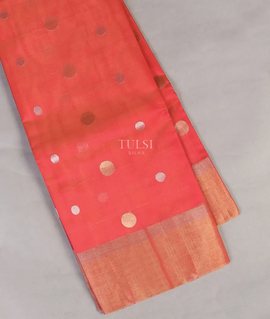 Pinkish Orange Silk Cotton Saree T540929-image