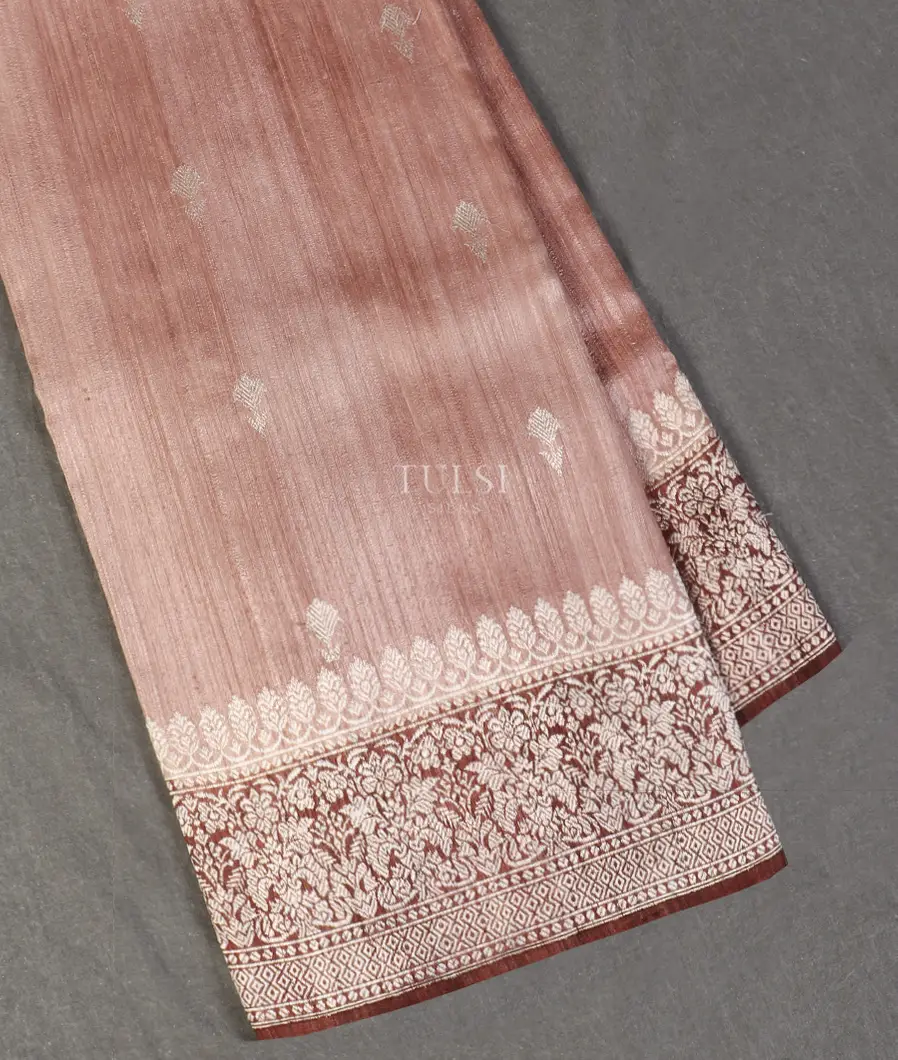 Light Mauve Pink Banaras Tussar Saree T495940-image