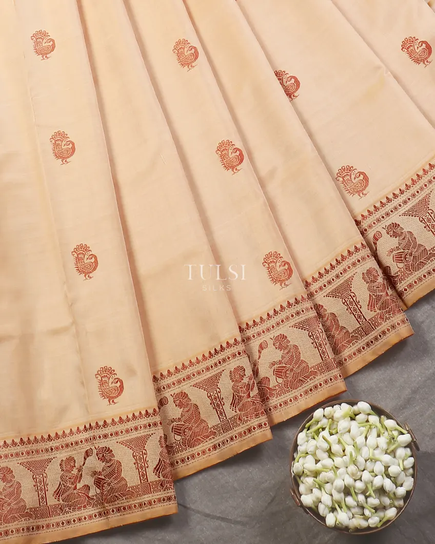 Beige Baluchari Silk Saree T5130874