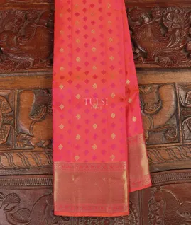 Pinkish Orange Soft Silk Saree T5356991