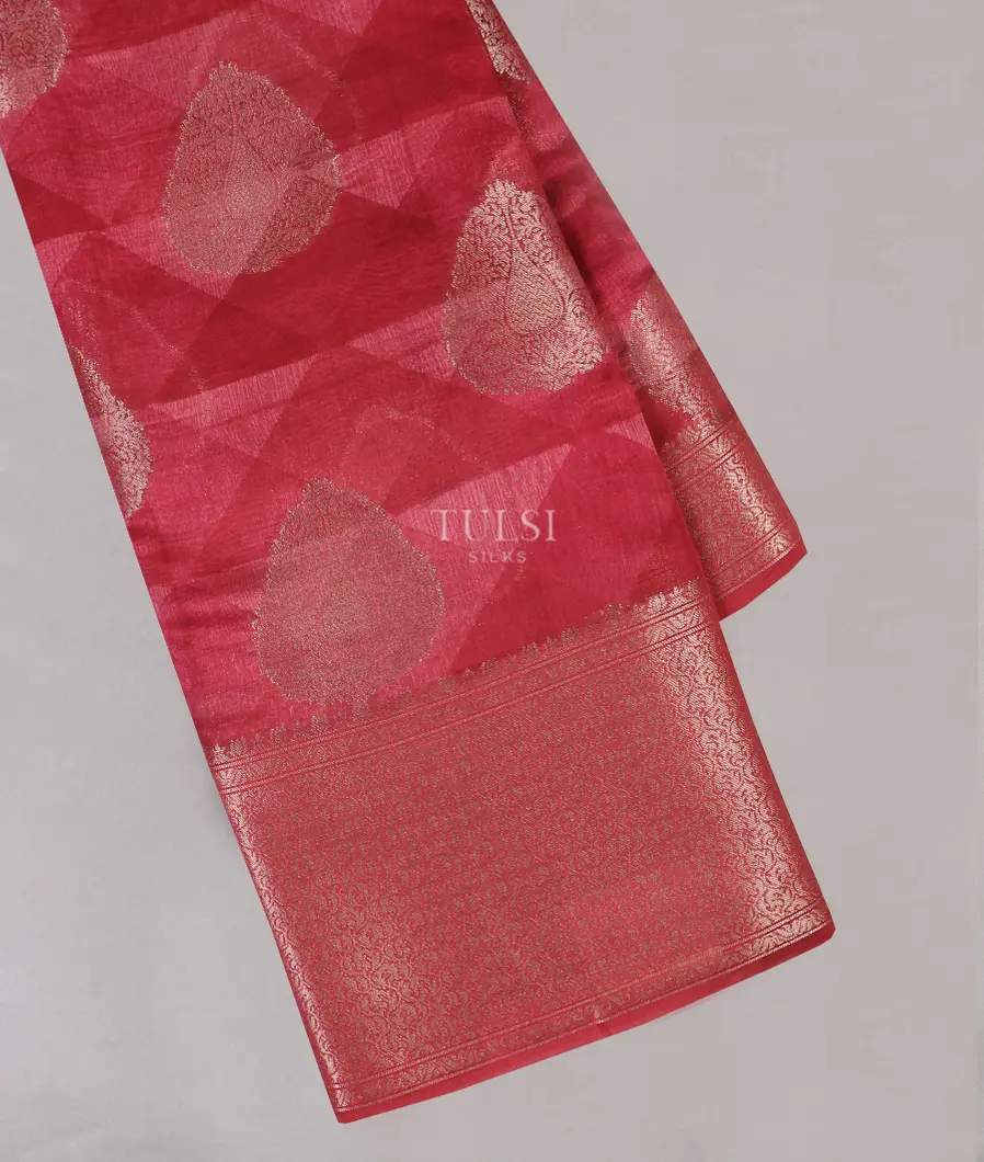 Pinkish Red Soft Printed Cotton Saree T555034-image