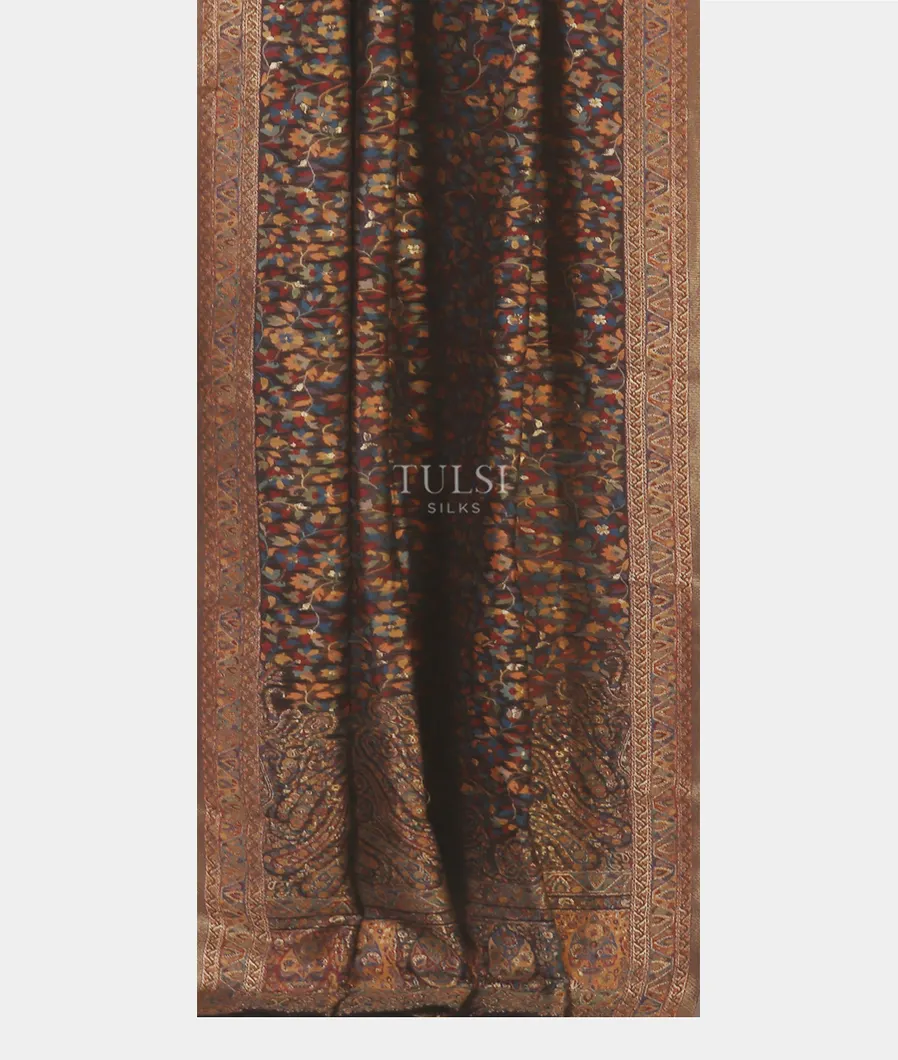 Black Kashmir Kani Silk Dupatta T5565412