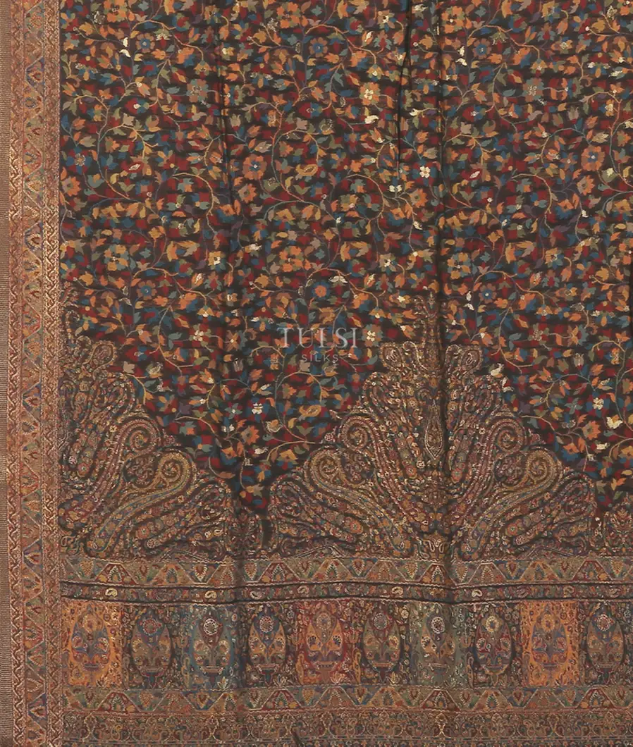 Black Kashmir Kani Silk Dupatta T5565413