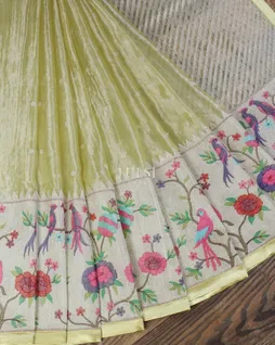Green Kora Tissue Organza Embroidery Saree T5614242