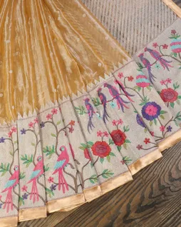 Yellow Kora Tissue Organza Embroidery Saree T5614162