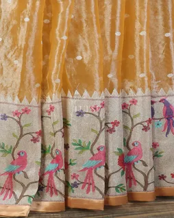 Yellow Kora Tissue Organza Embroidery Saree T5614164