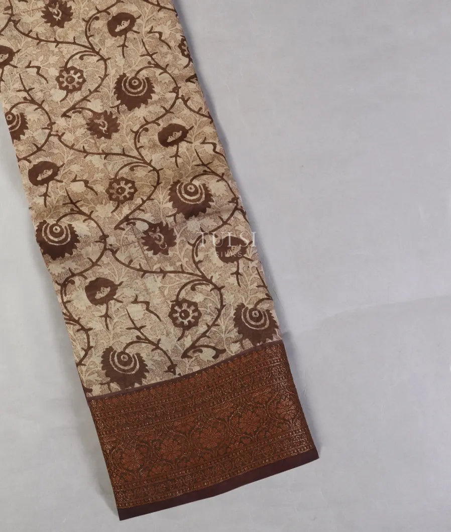 Brown Soft Printed Cotton Saree T554584-image