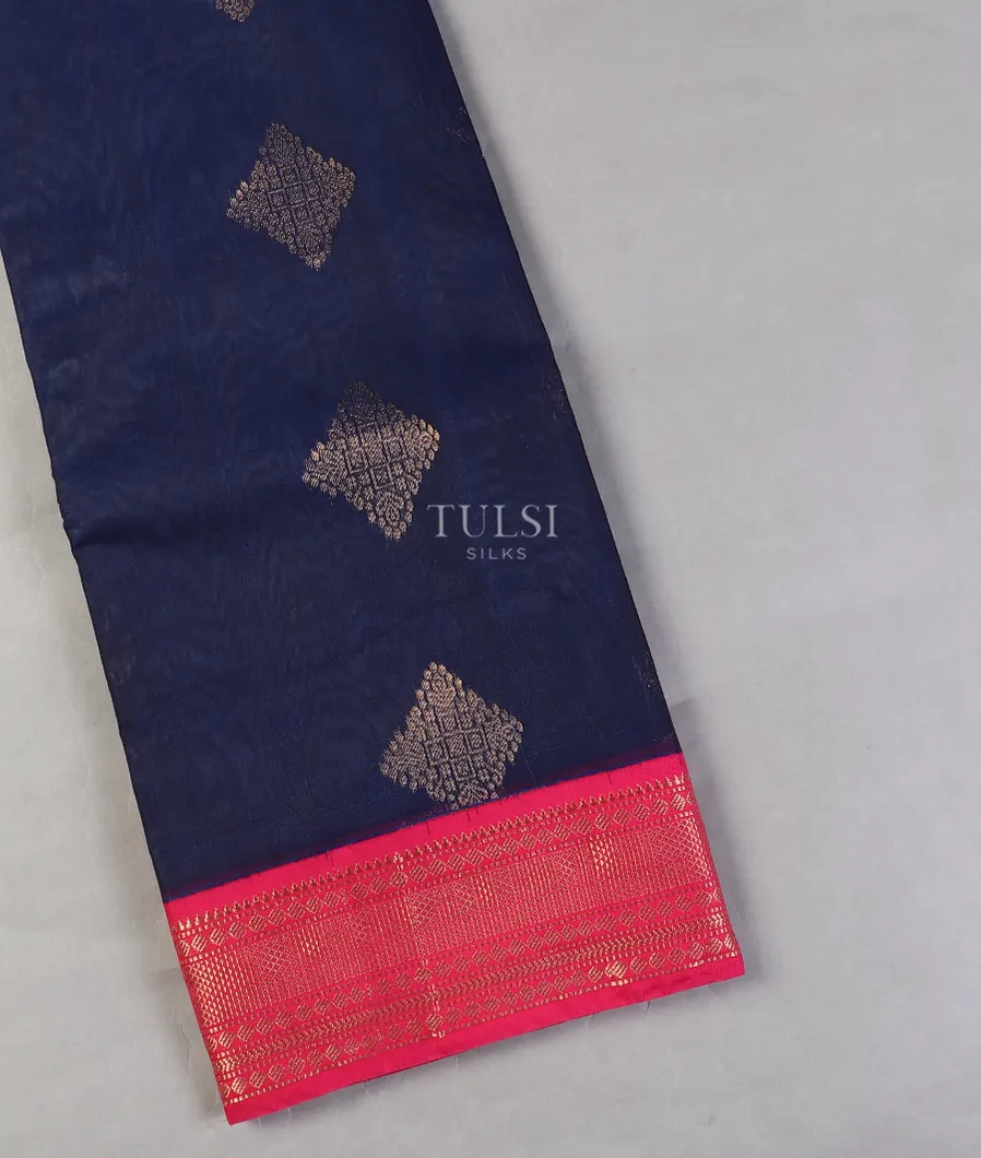 Blue Silk Cotton Saree T559319-image