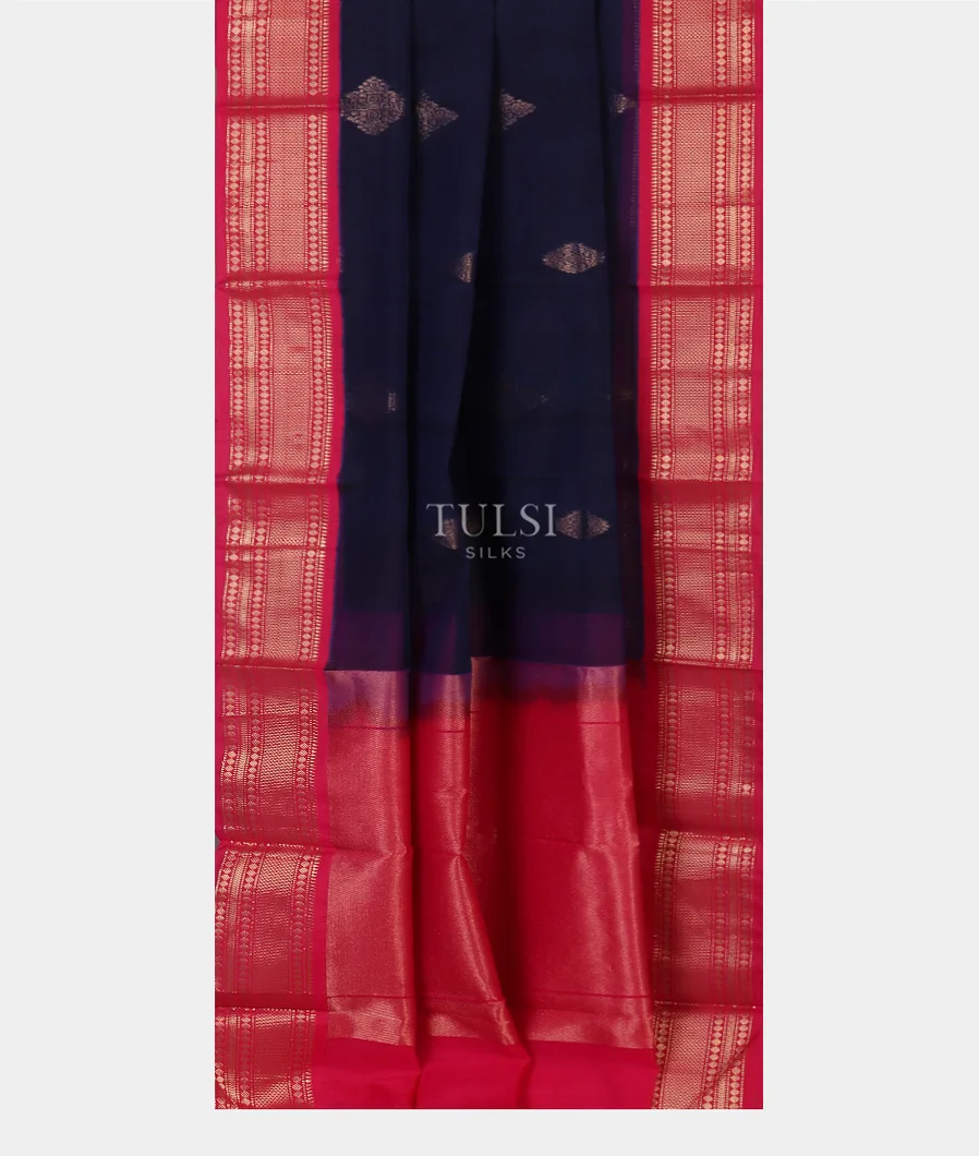 Blue Silk Cotton Saree T5593192