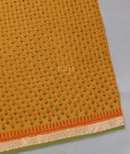 Yellow Maheshwari Printed Cotton Saree T5615951