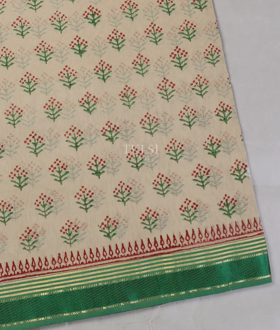 Grey Maheshwari Printed Cotton Saree T561658-image