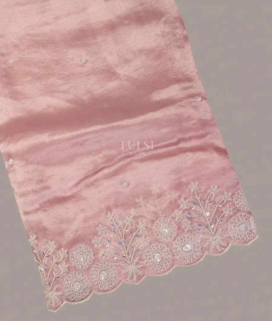 Pink Kora Tissue Organza Embroidery Saree T554158-image